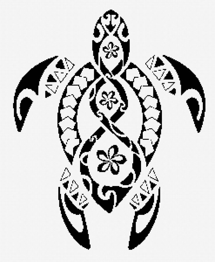 Черепаха-тату-1 - этнос, монохромные, тату, черепаха - предпросмотр