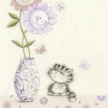 Схема вышивки «котик и цветы»