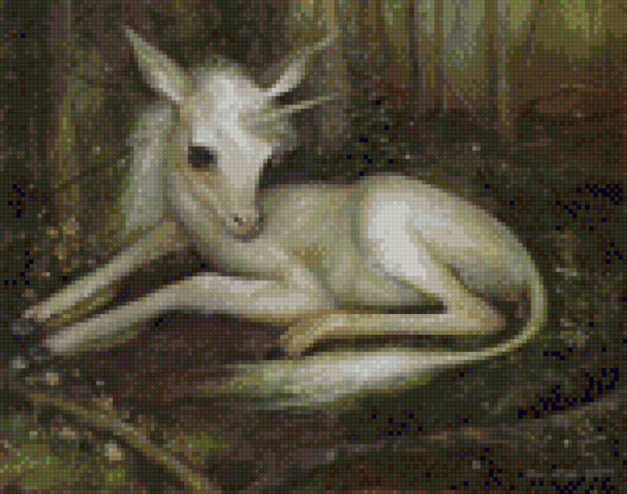 Маленький единорог - фэнтези, единорог, лес - предпросмотр