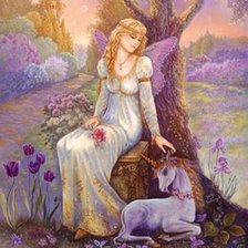 Схема вышивки «Девушка с единорогом»