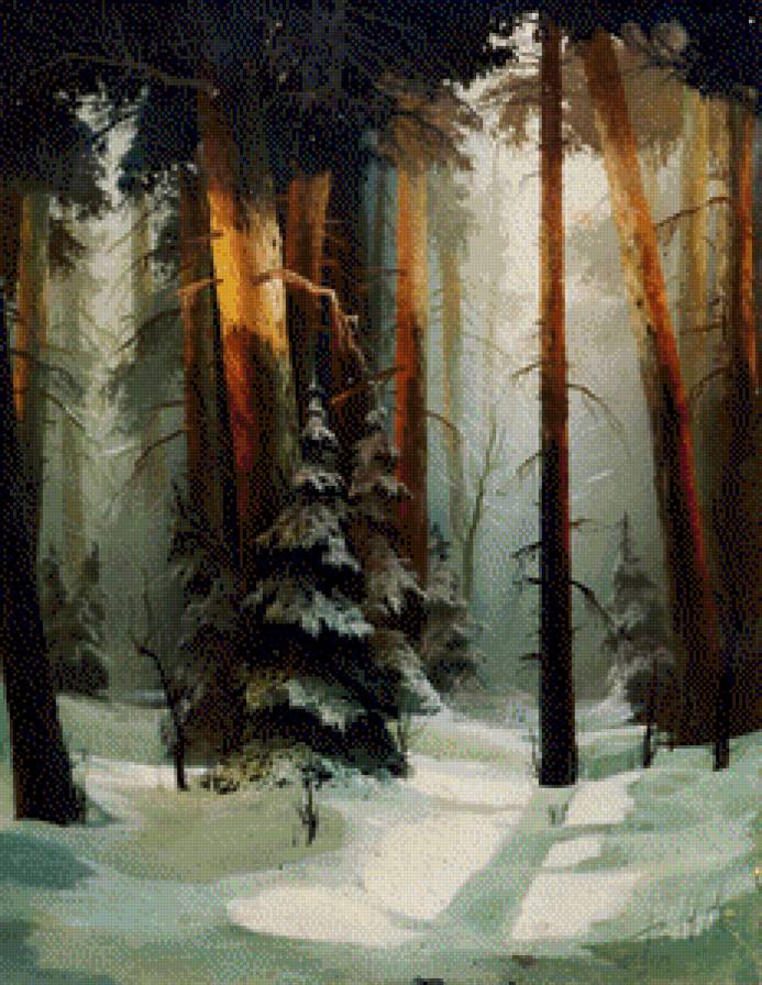 Сказочный лес - лес, деревья, зима, снег - предпросмотр