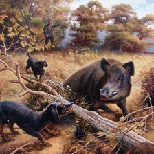 Схема вышивки «Охота на кабана»