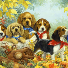 Схема вышивки «Щенята»