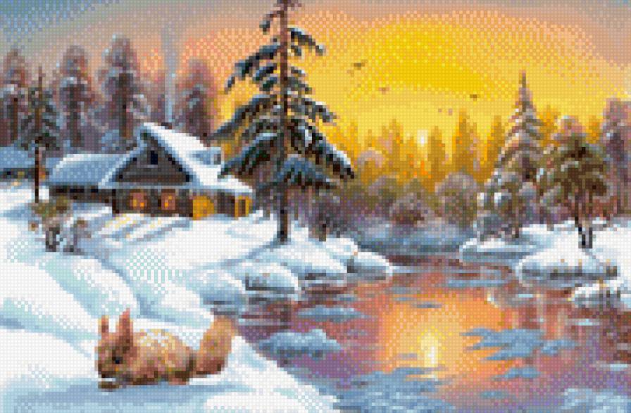 Зима - белка, лес - предпросмотр