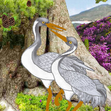 Схема вышивки «Журавли у сосны»