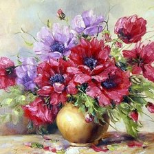 Схема вышивки «маки в вазе»