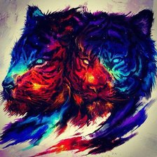 Схема вышивки «Digital Art par Ali Simhaq. Тигры»