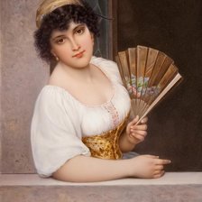 Схема вышивки «девушка с веером»