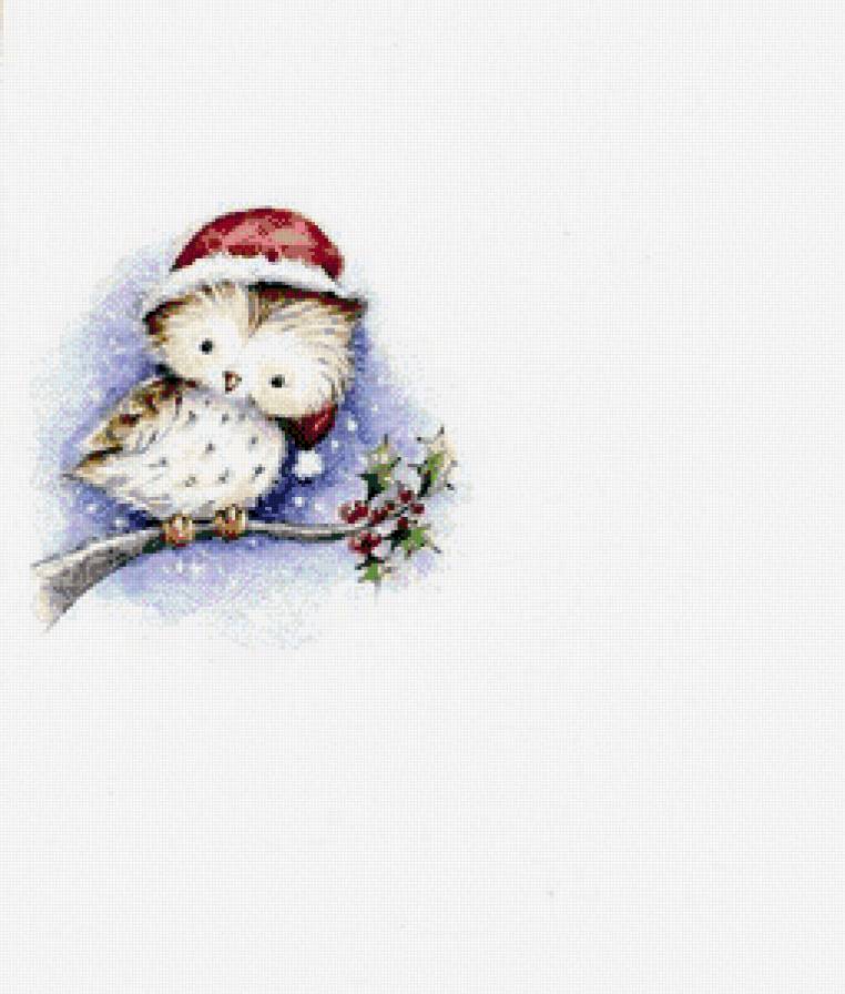 новогодний совенок - мини вышивка, сова, рождество, новый год - предпросмотр