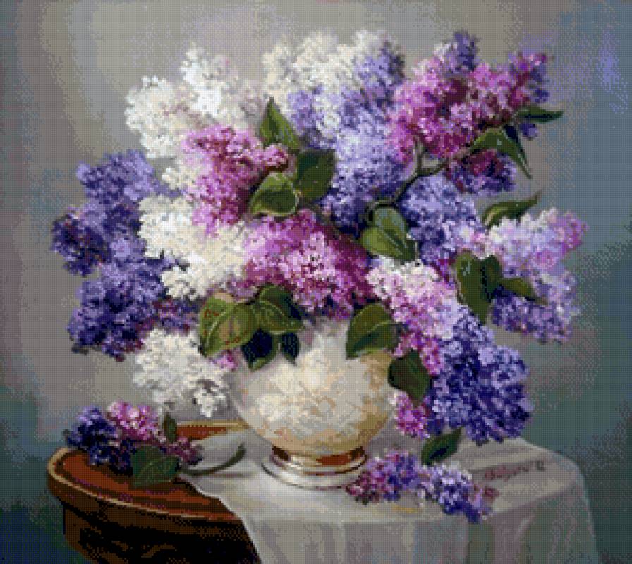 картины художницы Анка Булгари - сирень в вазе - предпросмотр