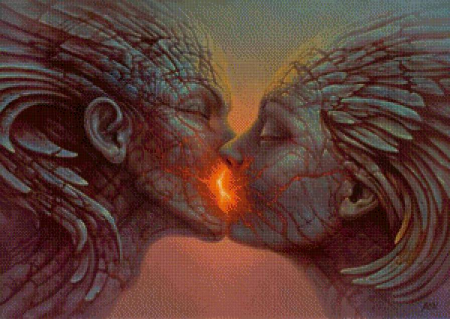 Огненный поцелуй - огонь, фентази, солнце, поцелуй - предпросмотр