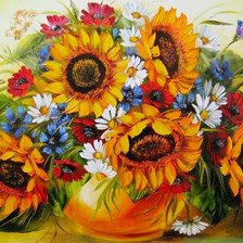Схема вышивки «полевой букет с подсолнухами»