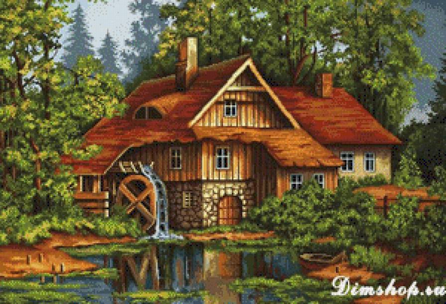 Мельница в лесу - предпросмотр