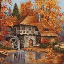 Схема вышивки «осенний пейзаж»