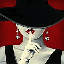 Схема вышивки «женский образ в черной шляпке»