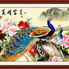 Схема вышивки «Павлины и пионы»