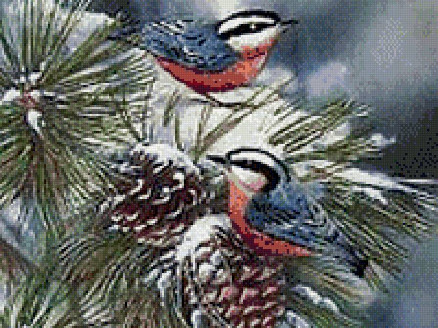 Зима. Птицы - зимний лес. птицы - предпросмотр