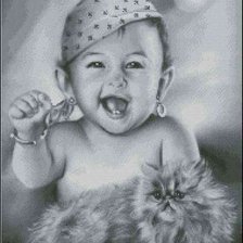 Схема вышивки «малышка с пушистиком»