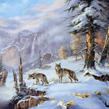 Схема вышивки «волки»