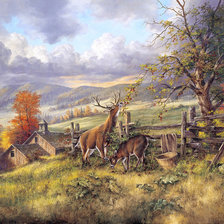 Схема вышивки «олени»