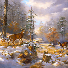 Схема вышивки «олени»