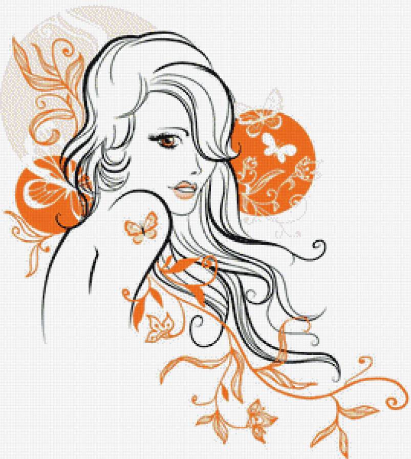 Монохром - волосы, девушка - предпросмотр