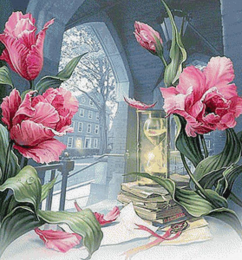 Приятное ожидание - книги, цветы, часы - предпросмотр