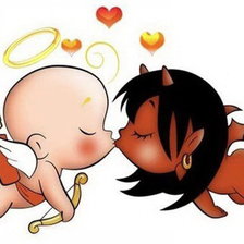 Схема вышивки «ангелочек и чертенок»