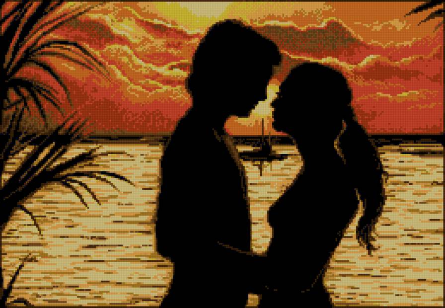 любовь - любовь, закат, море, пара - предпросмотр