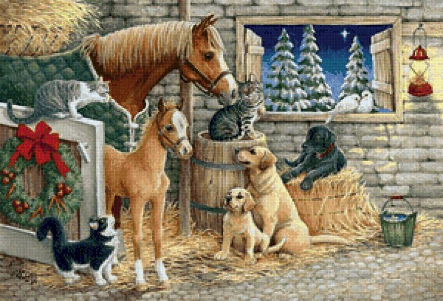 ночь перед Рождеством - животные - предпросмотр