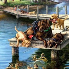 Схема вышивки «familia de perros y patos»