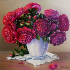 Схема вышивки «пионы, художник Валентина Валевская»