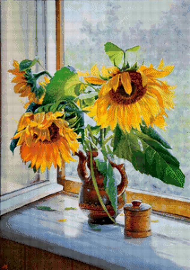 Подсолнухи Валерия Артамонова - натюрморт, картина, подсолнухи - предпросмотр