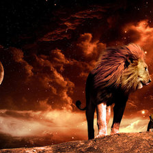 Схема вышивки «Лев и львенок»