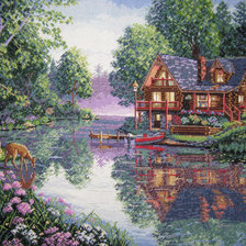 Схема вышивки «домик в лесу»