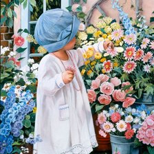 Схема вышивки «девочка и цветы»