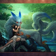 Схема вышивки «Девушка и Кицунэ»