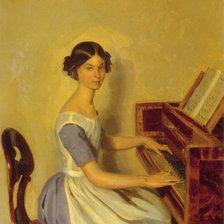 Схема вышивки «Федотов  Портрет Надежды Жданович за фортепиано»