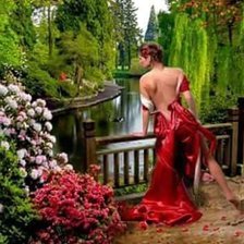 Схема вышивки «mujer de rojo»