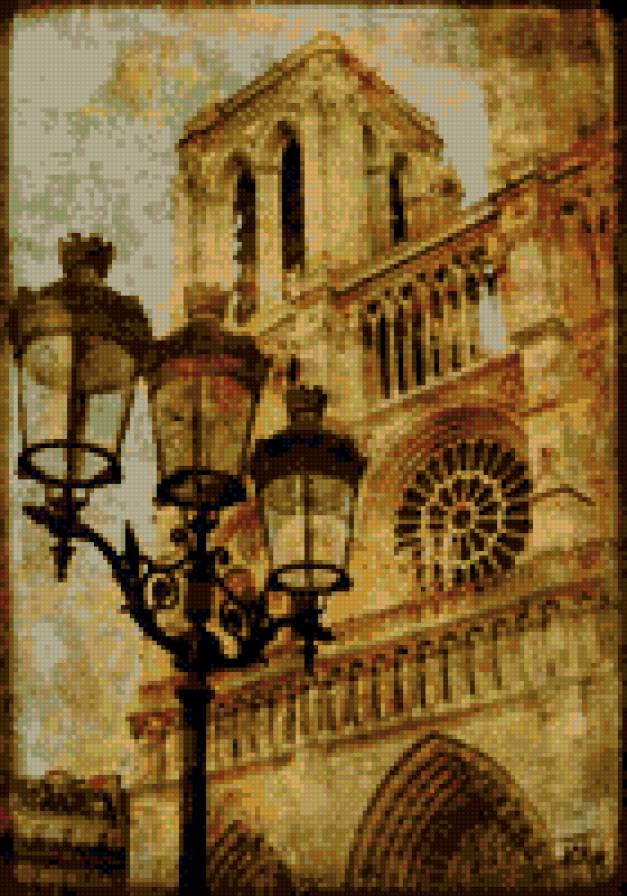 Париж 2 - схема вышивки париж, нотердам де пари, париж - предпросмотр