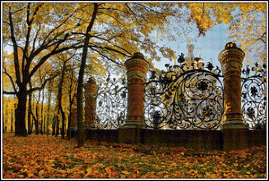 Петербург - осень, ограда, храм, петербург - предпросмотр