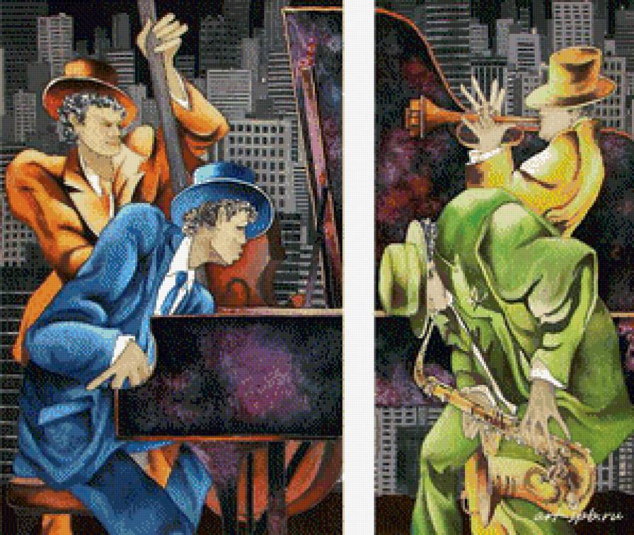 музыканты - пианино, игра, музыканты. саксафон - предпросмотр