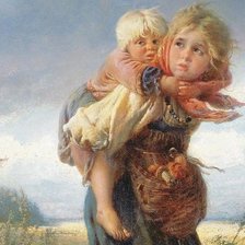 Схема вышивки «Дети бегут от грозы»