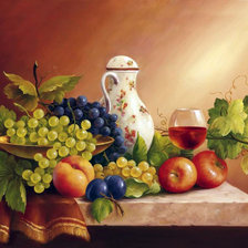 Схема вышивки «натюрморт с виноградом»