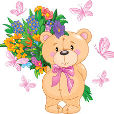 Схема вышивки «Мишка с букетом»