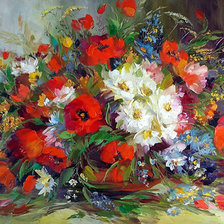 Схема вышивки «цветы в вазе»