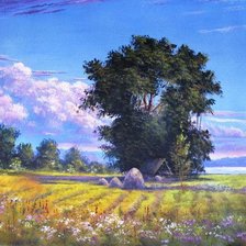 Схема вышивки «луг. деревня»