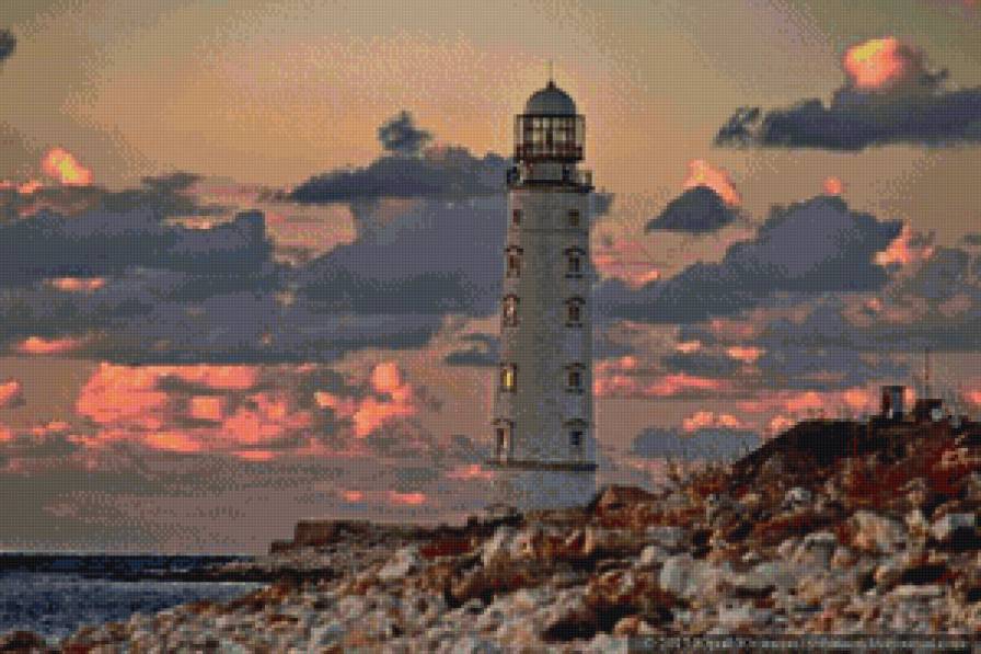 Херсонесский маяк - маяк, херсонес, море, вечер, закат - предпросмотр