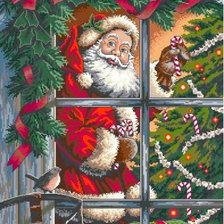 Схема вышивки «Санта Клаус у ёлки»