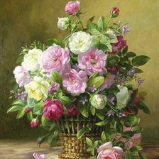 Схема вышивки «Пионы в корзине»